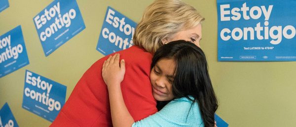 Democrat Hillary Clinton promises "I am with you" to Mexican immigrants (Clinton campaign photo).